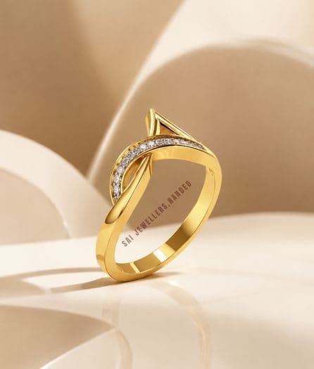Twisted Gold Ring | Modern Crossover Designer Ring | SAI Jewellery