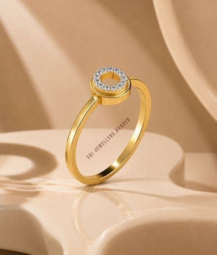 Round Halo Gold Ring