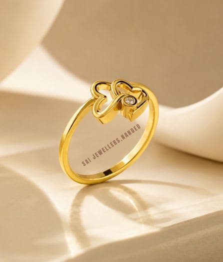 Double Heart Gold Ring