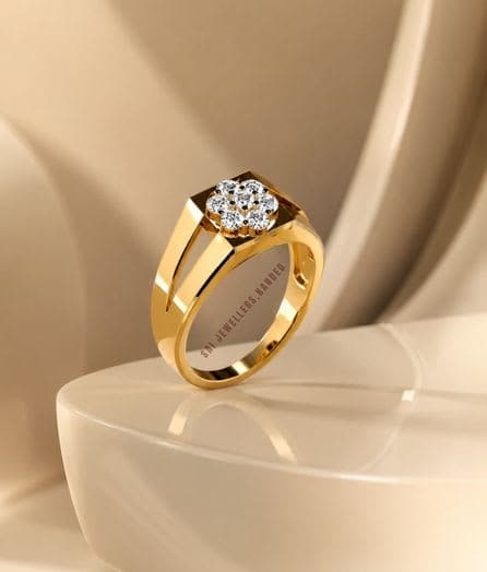 Square Floral Gold Ring