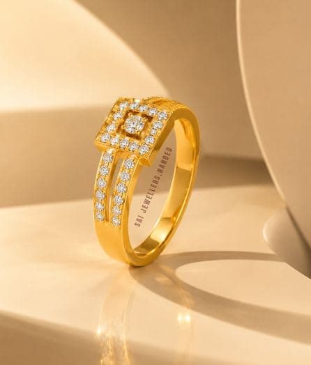 Square Halo Gold Ring