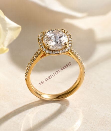Halo Solitaire Gold Ring