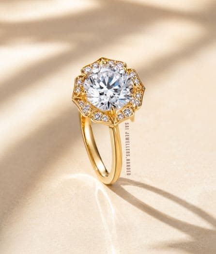Floral Halo Gold Ring