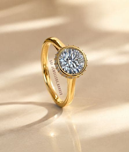 Bezel Halo Gold Ring