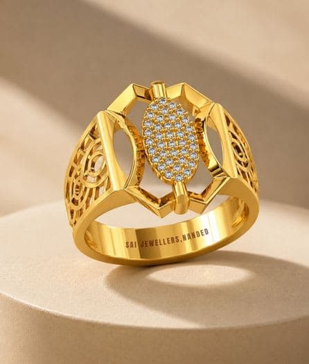 Oval Mesh Gold Ring