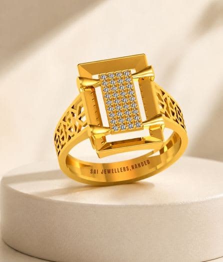 Rectangular Panel Gold Ring