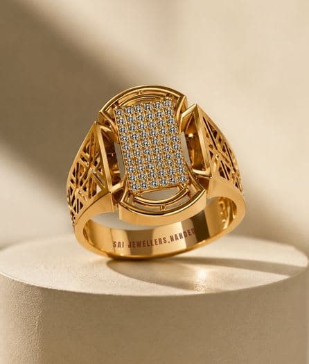 Geometric Lattice Gold Ring