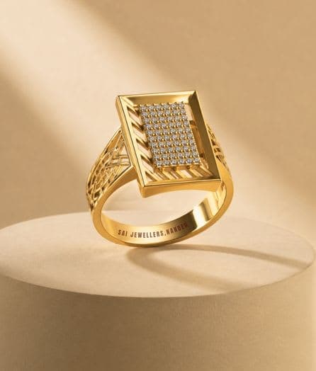 Geometric Frame Gold Ring