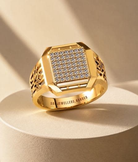 Hexagonal Frame Gold Ring