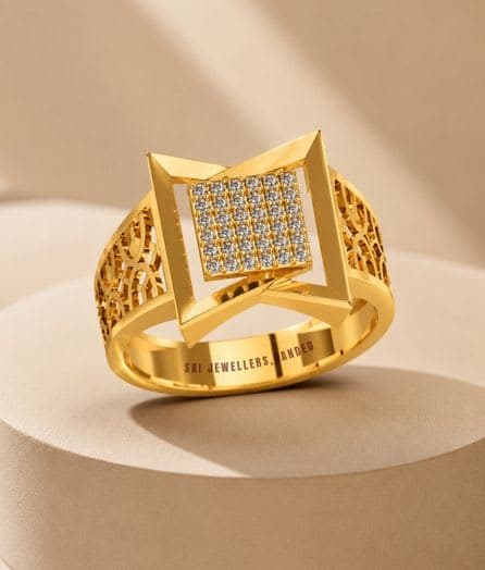 Diamond Frame Gold Ring