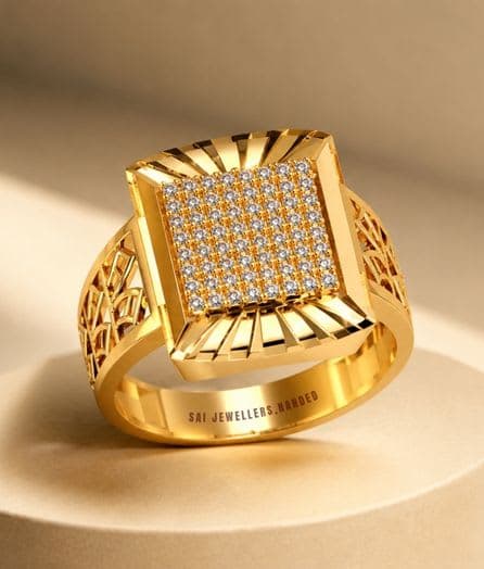 Radiant Grid Gold Ring