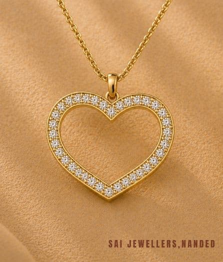 Full Stone Heart Gold Pendant