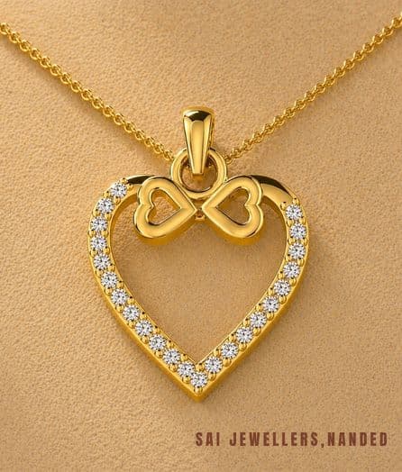 Bow Heart Gold Pendant