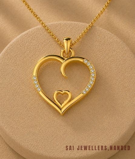 Heart Within Heart Gold Pendant