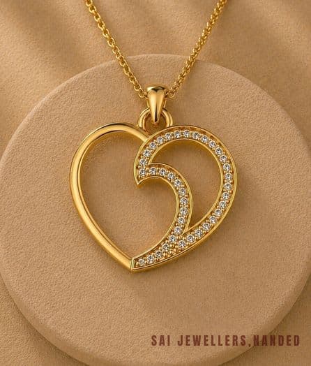 Double Curve Heart Gold Pendant