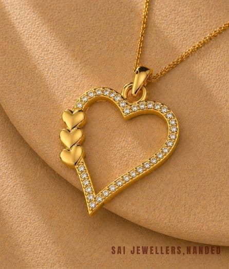 Triple Heart Accent Gold Pendant