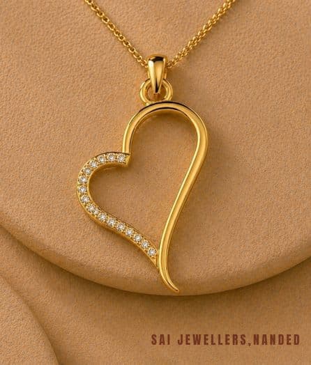 Asymmetrical Heart Gold Pendant