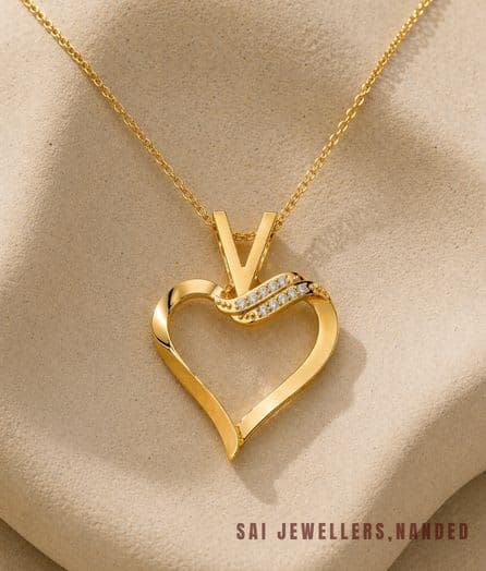 V Heart Gold Pendant