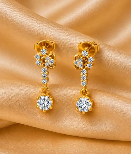 Floral Drop Gold Earrings