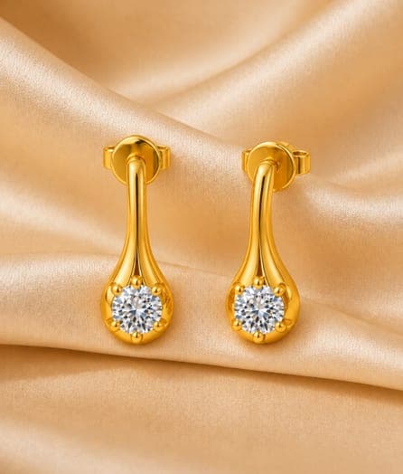 Elegant Long Drop Gold Earrings