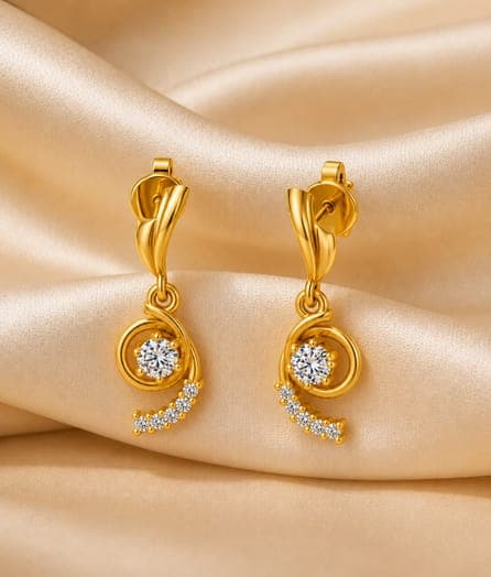 Elegant Curved Floral Gold Earrings