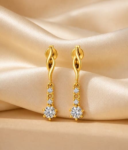 Twist Drop Gold Earrings
