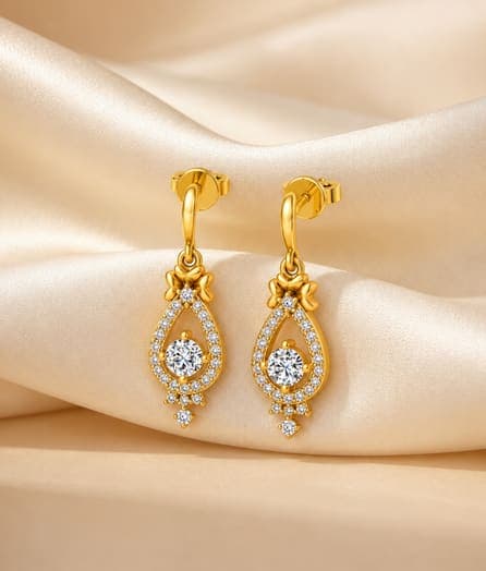Teardrop Bow Gold Earrings