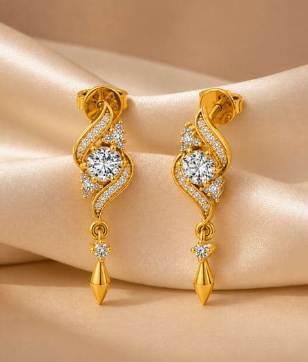Elegant Swirl Drop Gold Earrings