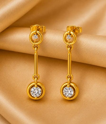 Minimalist Double Drop Gold Earrings