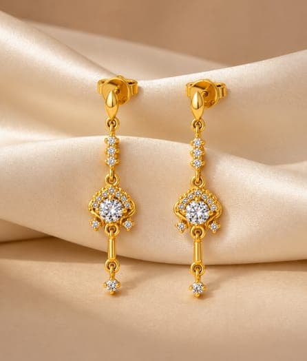 Elegant Floral Drop Gold Earrings