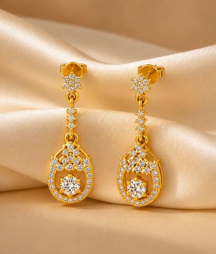 Ornate Oval Gold Earrings