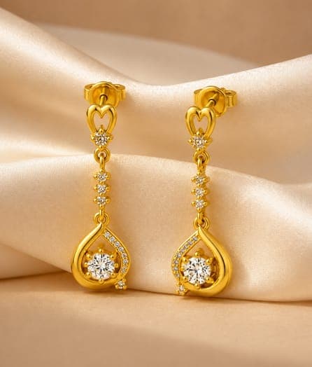 Heart Teardrop Gold Earrings