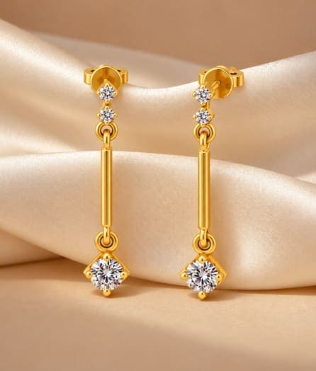 Geometric Drop Gold Earrings