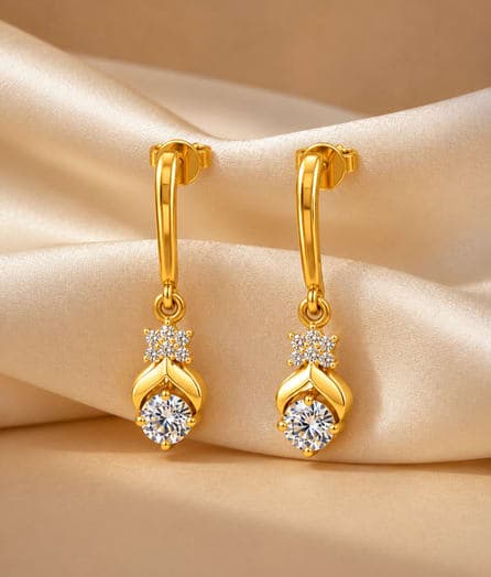 Floral Teardrop Gold Earrings