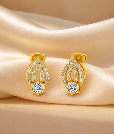 Teardrop Halo Gold Earrings