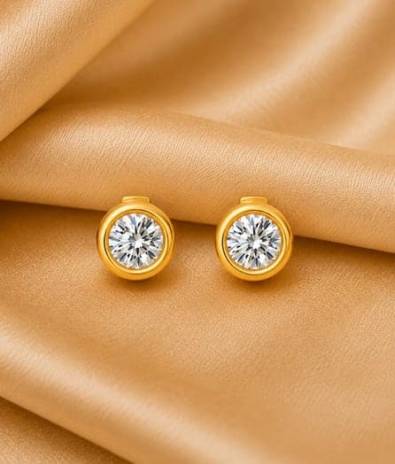 Classic Round Gold Stud Earrings
